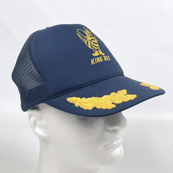 Vintage KING BEE Navy Blue Snapback Mesh Trucker Foam Rope Hat Scrambled Eggs - Picture 3 of 14
